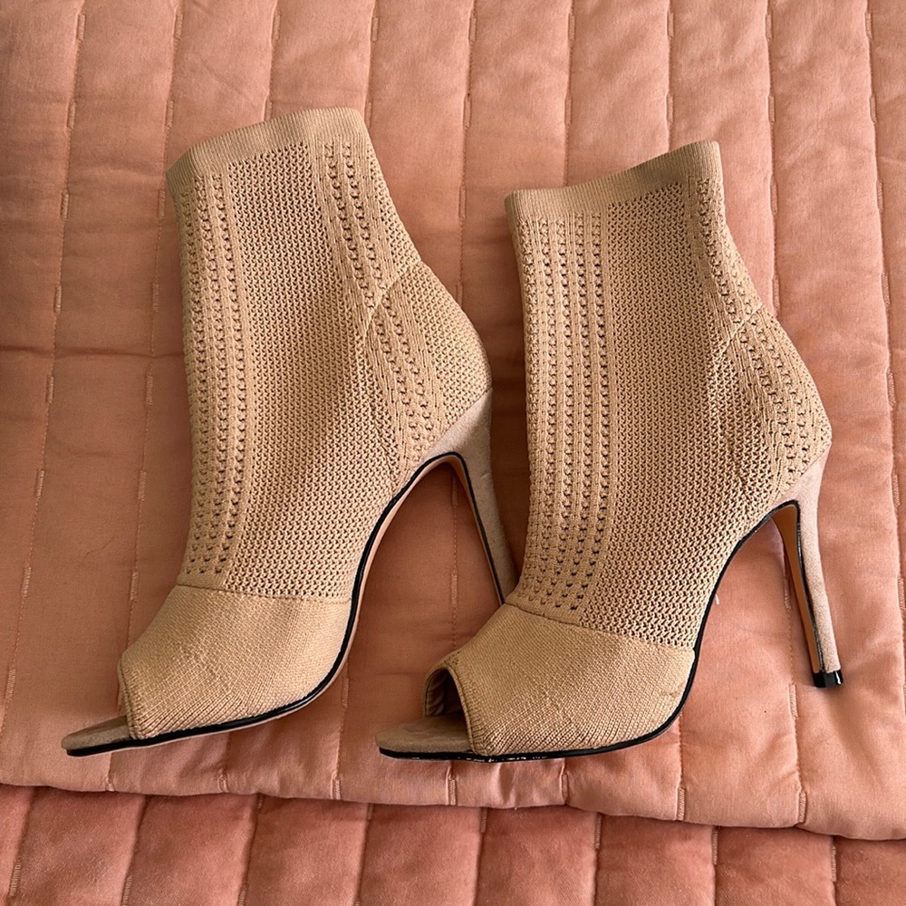 Open toe bootie heels